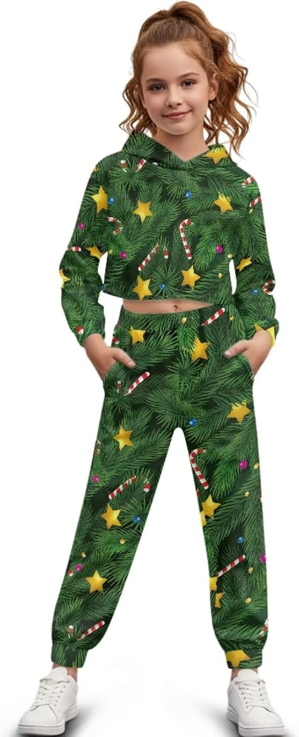 Christmas Sweatsuit Girls Sweatsuit Hoodies for Girls 4-13Y Kids Winter Outfits