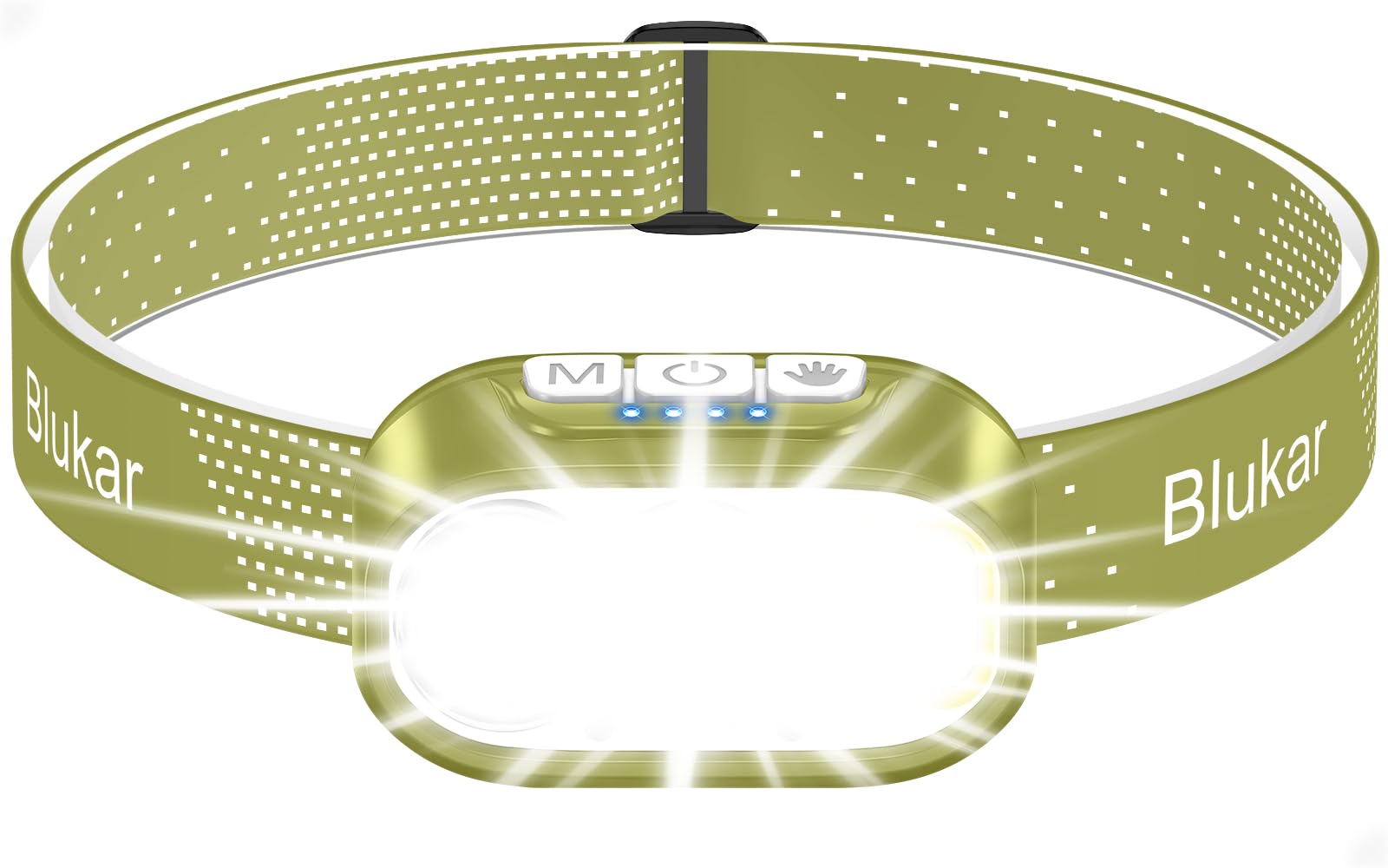 Blukar Stirnlampe LED 2 Farbtemperatur Wiederaufladbar, Superhell Kopflampe Stirnlampe Dimmbar mit Rotlicht & Sensor, 12 Lichtmodi, Wasserdicht & 30H+ Dauer für Stromausfälle/Camping, Armeegrün