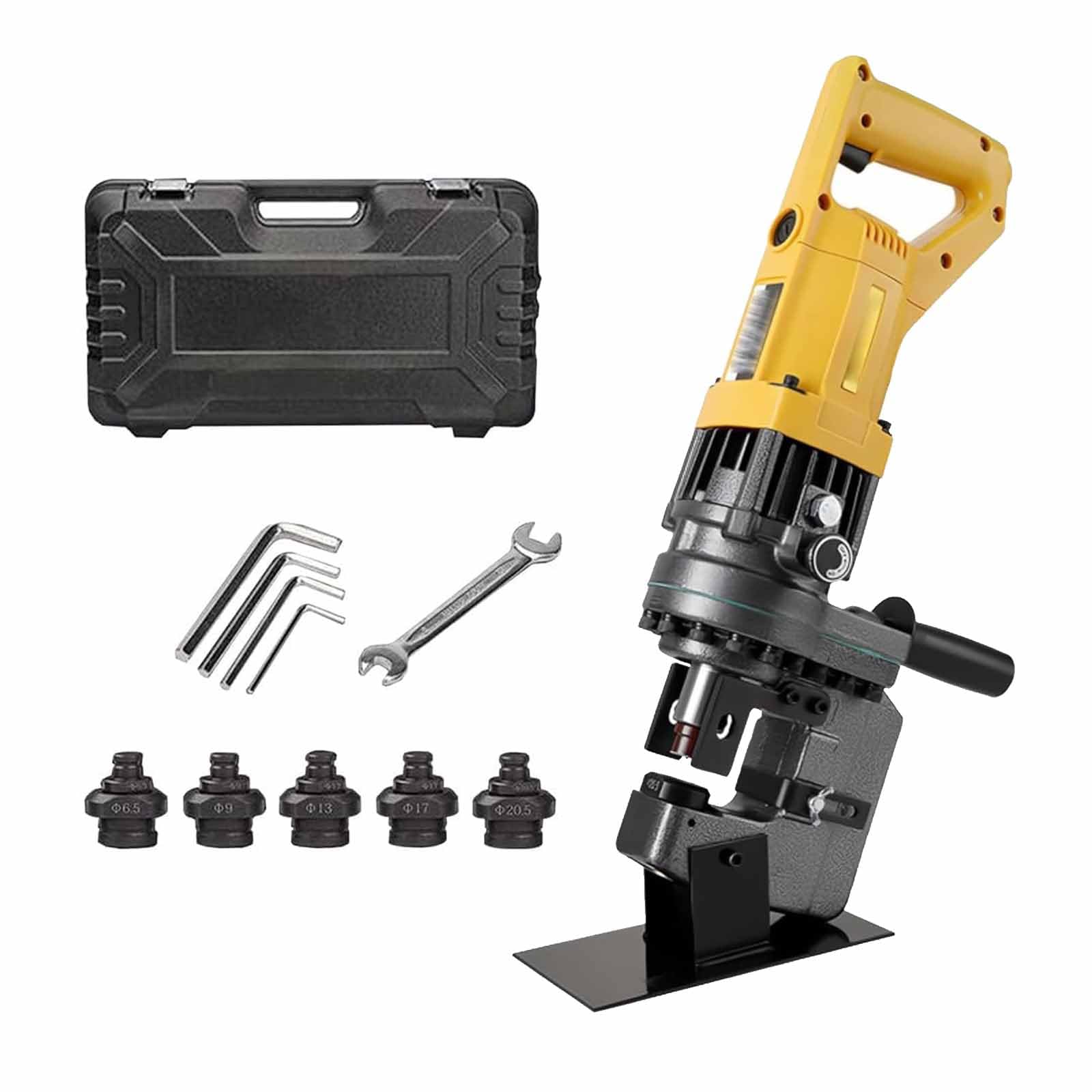 Zephperton Heavy Duty Hydraulic Hole Punch For Metal, 16T Portable Punching Machine With 5 Dies(6 Mm-20 Mm) And Foot Switch, Throat Depth 35Mm, 2-3S Punching Speed For Steel, Copper, Angle, Iron