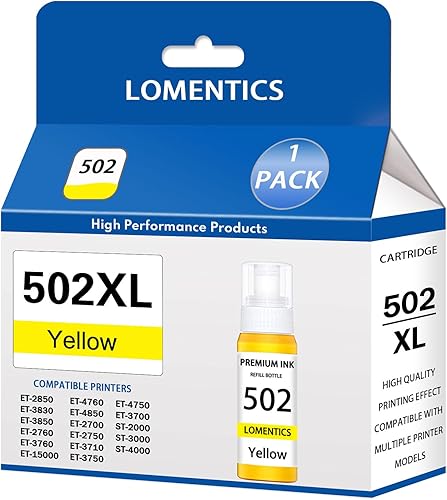 502XL - Botellas de repuesto de tinta amarilla LOMEN para epson 502XL 502 ET-2850 ET-3830 ET-3850 ET-2760 ET-3760 ET-15000 ET-4760 ET-4850 ET-2700