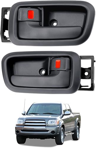 Manijas de puerta interiores con bisel (par), compatibles con Toyota Tundra 2000, 2001, 2002, 2003, 2004, 2005, 2006, gris, conductor delantero