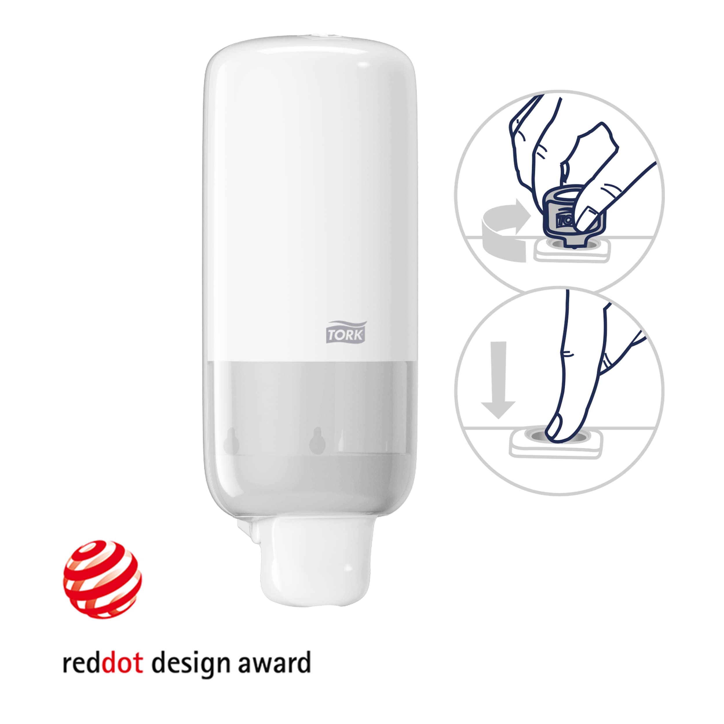 Tork Dispensador para el Cuidado de la Piel Blanco S4, Dispensador para jabón y desinfectante de manos, Línea Elevation, 561500