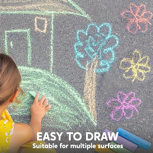 Image of JOYIN 60 PCS Sidewalk Chalk Set (10 colors), Non-Toxic Washable Outdoor Jumbo Chalk Set for Painting on Chalkboard, Art Play and Playground Toy