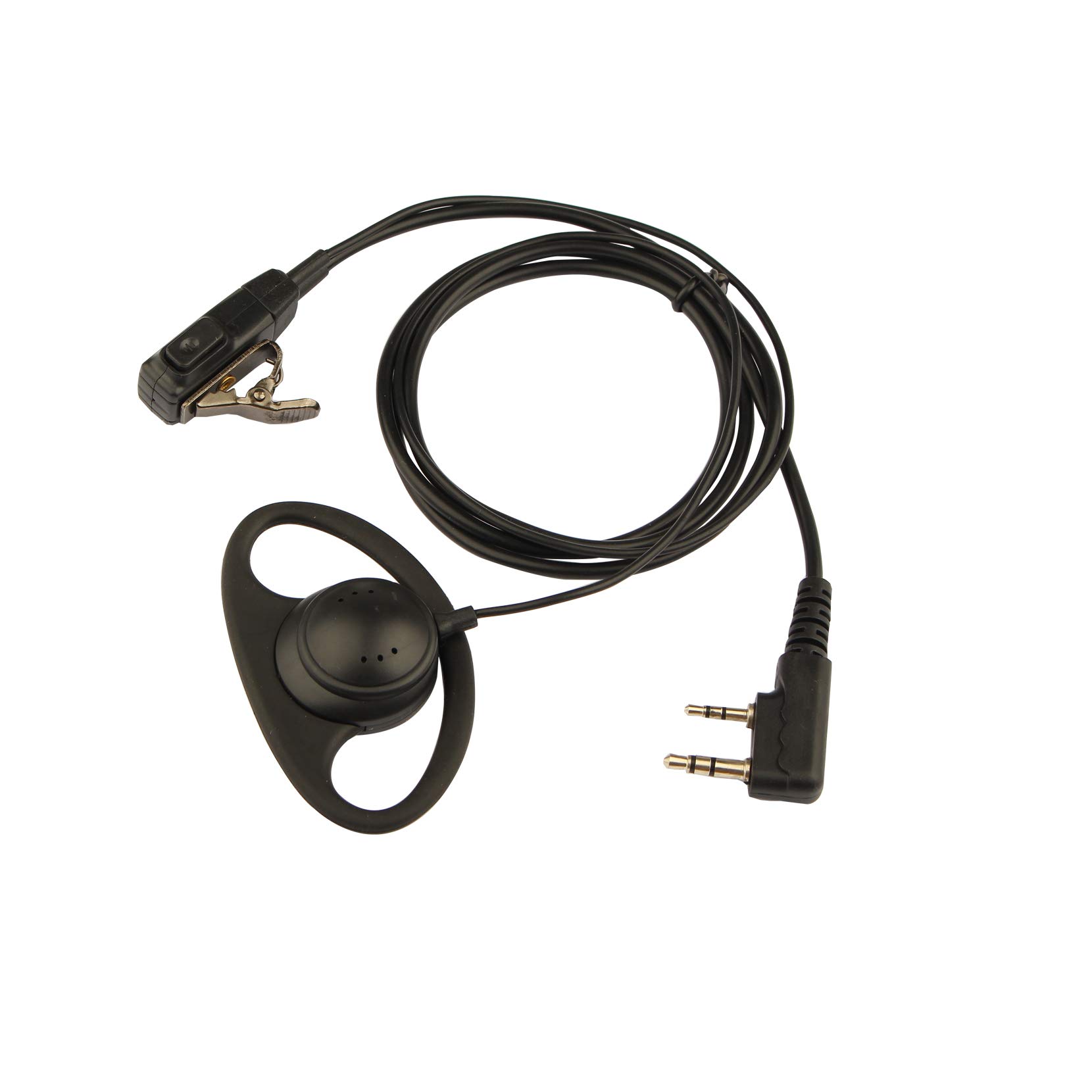 D Shape Ear Hook Headset D shape Earpiece Police Security Radio Headset PTT Mic Microphone Compatible with 2 PIN Kenwood HYT Puxing Wouxun Baofeng Lt-2288 Lt-3107 Lt-3260 Etc 2 Way Radio