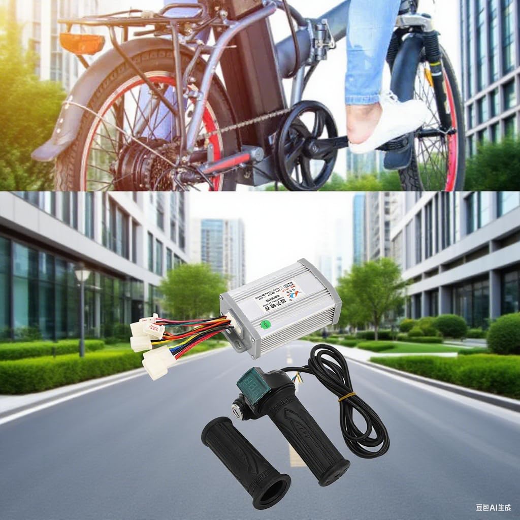 POENVFPO Elektrofahrrad-Controller-Kit, 36 V 800 W Bürstenmotor-Controller mit Leistungsanzeige, Drosselklappe für den DIY-Umbau von Elektrorollern und Motorrädern
