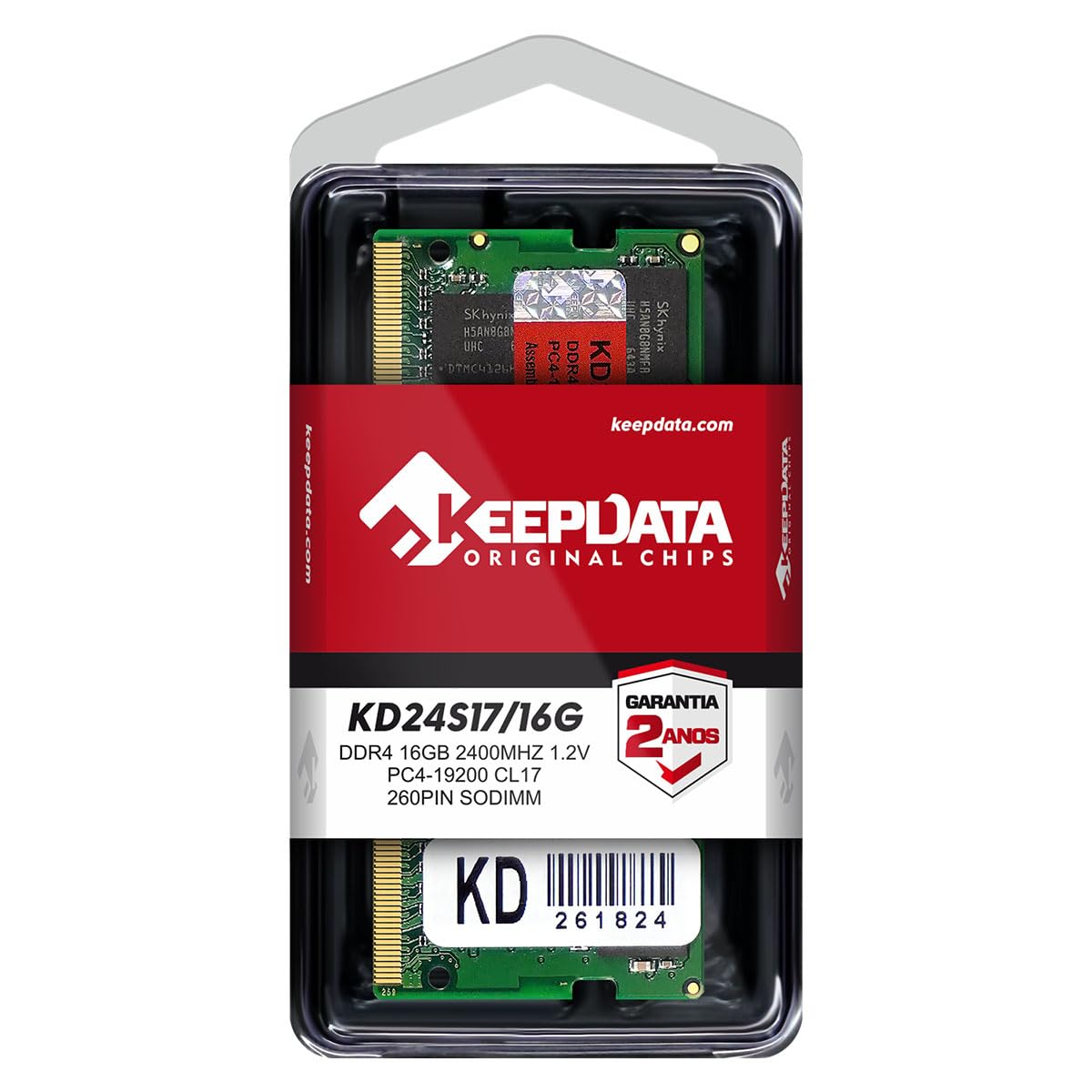 MEMÓRIA RAM PARA NOTEBOOK DDR4 16GB 2400MHZ KEEPDATA KD24S17/16G