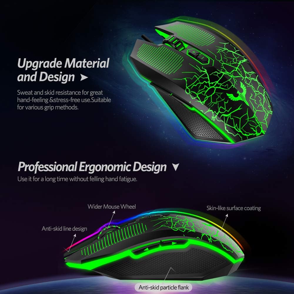 Blade Hawks Gaming Mouse Wired, [Chroma RGB Backlit] [7 Programmable Buttons] [6 DPI Adjustable], Ergonomic Optical Gaming Mice for PC, Computer, Laptop, Desktop, Windows- GM-X6