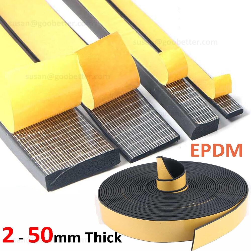 Neoprene Self Adhesive Backed Foam Sponge Strip Roll Sheet Tape Sticky Seal EPDM (Length1M,10mm x 100mm)
