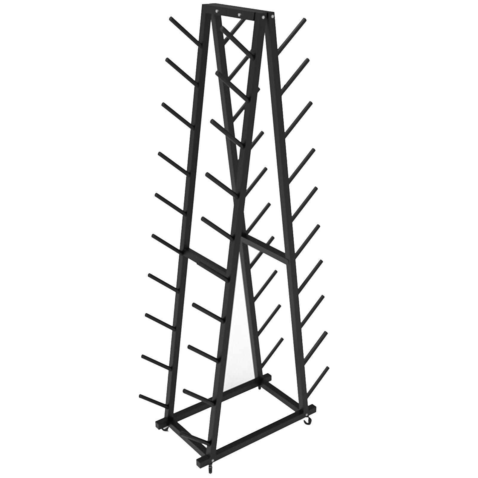 JYHHGDS Large Capacity Double-Sided Yoga Mat Holder - Metal Workout Equipment Storage Cart with Wheels for Studios & Gyms, 10-Tier Foam Roller Rack, Floor Standing Pilates Organizer