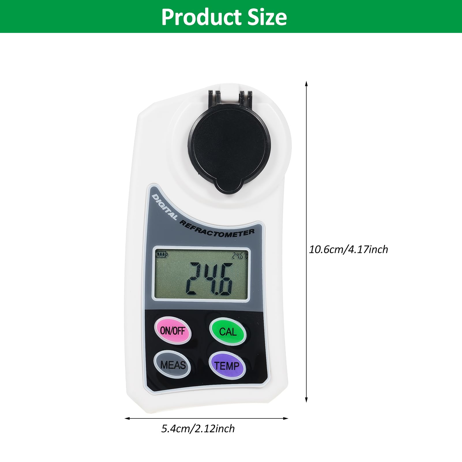 FTVOGUE Rifrattometro Digitale, Rilevatore di Concentrazione di Zucchero Portatile LCD da 0 a 55 con Compensazione Automatica della Temperatura e Lettura di 3 Secondi per Analisi di Frutta, Bevande