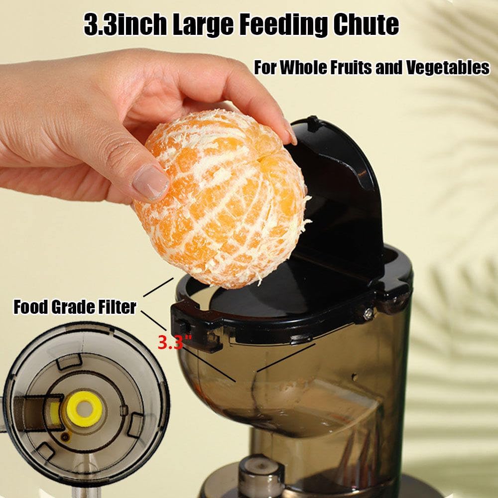 Estrattore di Succo a Freddo Masticatore Automatico 500W Nuovo Design dell'Imbuto Alimentazione con Tecnologia Efficiente Separazione della Polpa Filtrazione senza Tritatura ad Alta Capacità red