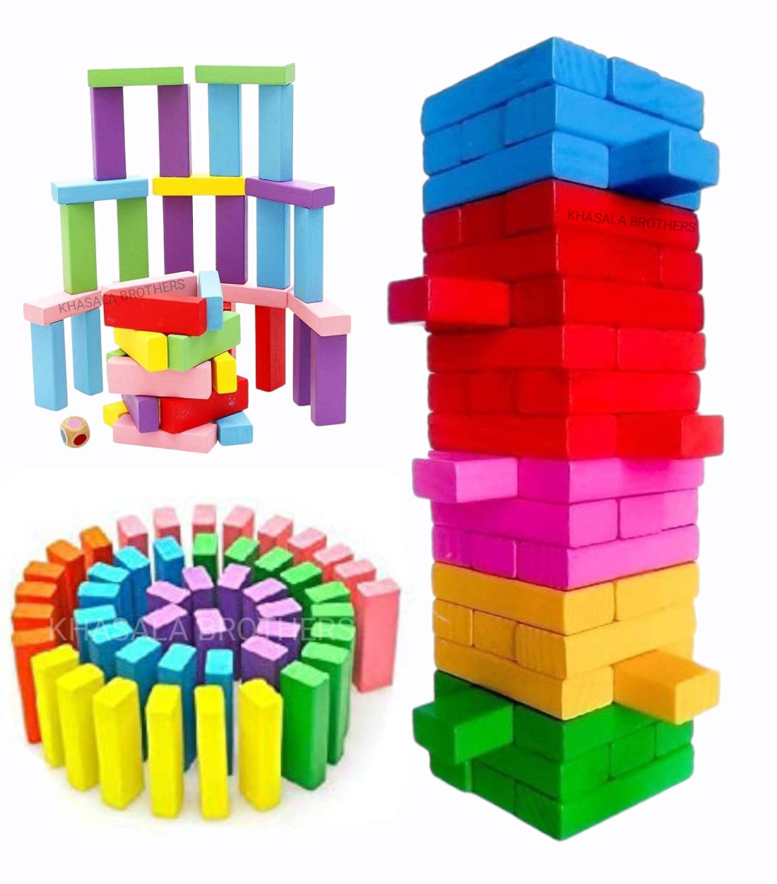 Khasala Brothers Colorful Education Wooden Blocks Toy Set|Dices Board Educational Puzzle Game For Kids & Adults (Multi-Color)|Pack of 1 (B0B6RRTZGN) Amazon Price History, Amazon Price Tracker