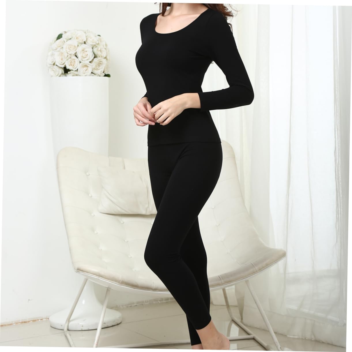LIFKOME Femmes sous-vêtements Thermiques sous-vêtement Thermique en Coton sous-vêtements Thermiques pour Femmes Rose