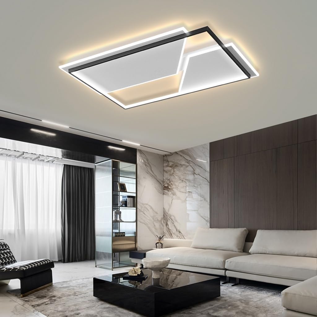 LYSDjia Modern LED Ceiling lamp with Remote Control Geometric Chic and Creative Ceiling lamp 98W Golden Metal recessed Ceiling Light Hotel Bedroom Study Kitchen Living Room Office dimmable Lighting (