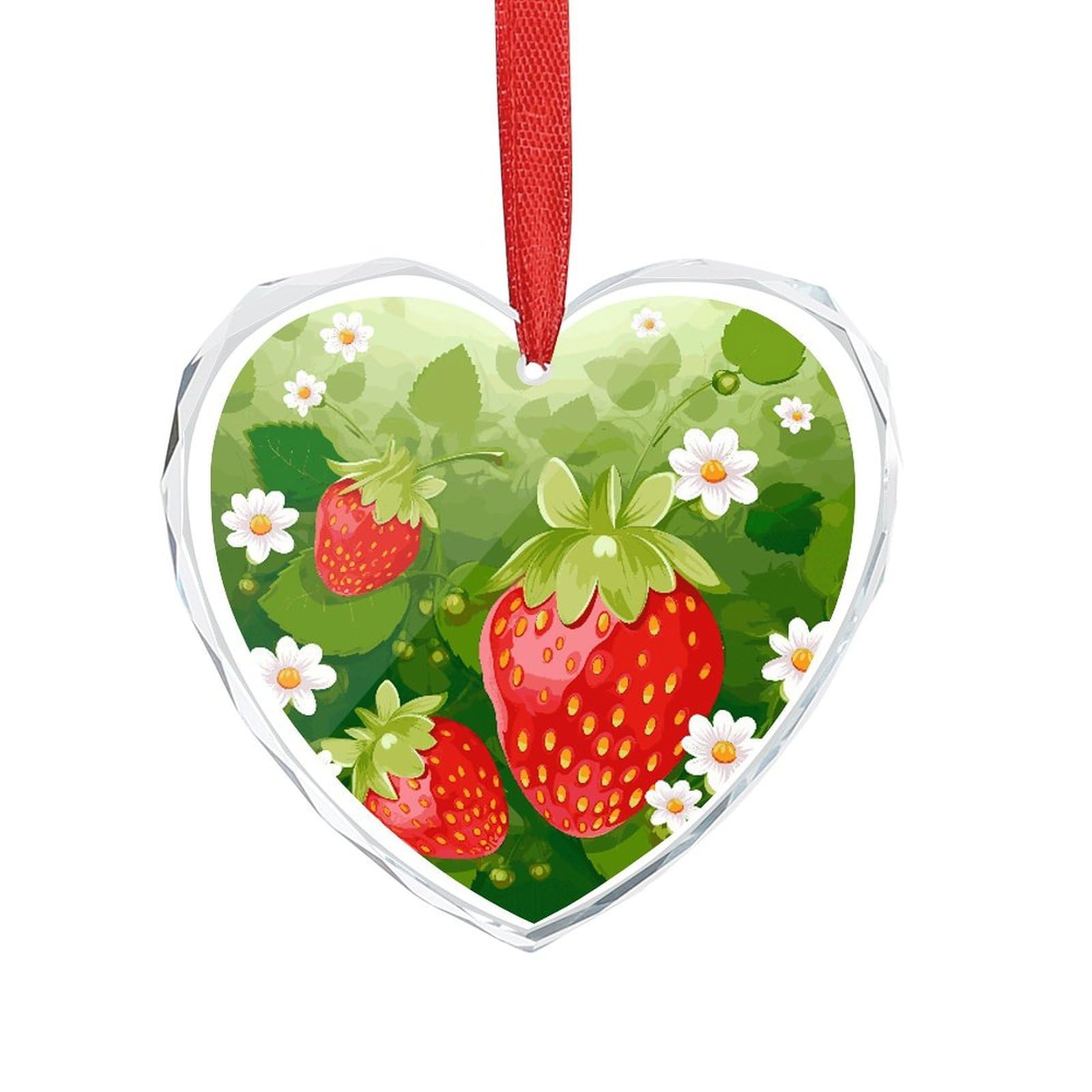 Wsoihfec Style Strawberry And Flower Engagement Gifts For Couples, Glass Ornaments Just Married Bridal Shower Decor, Heart Keepsake Decor For Bride & Groom