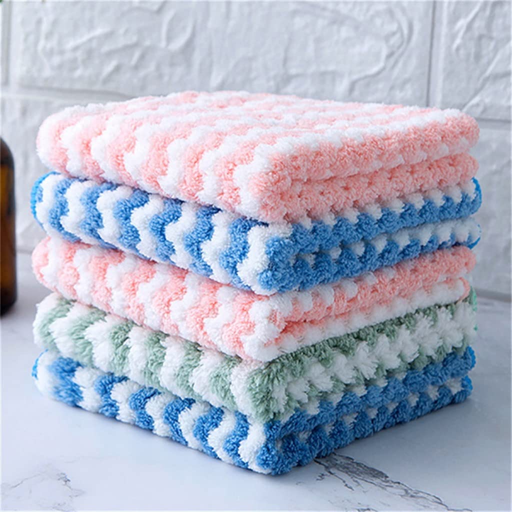 RWRAPS 10 Uds paños de Cocina de Lana de Coral estropajos súper absorbentes Toallas de Limpieza de Cocina húmedas y secas Trapos de Limpieza de Cocina (10 Uds 25x25cm)