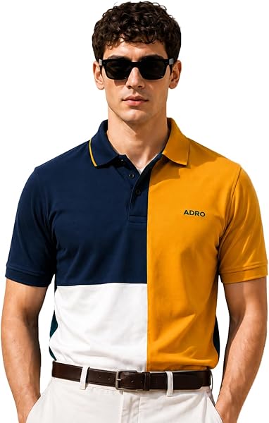 Sponsored Ad - Men's Color Block Polo T-Shirt | Premium Cotton Polo Tshirt | Yel