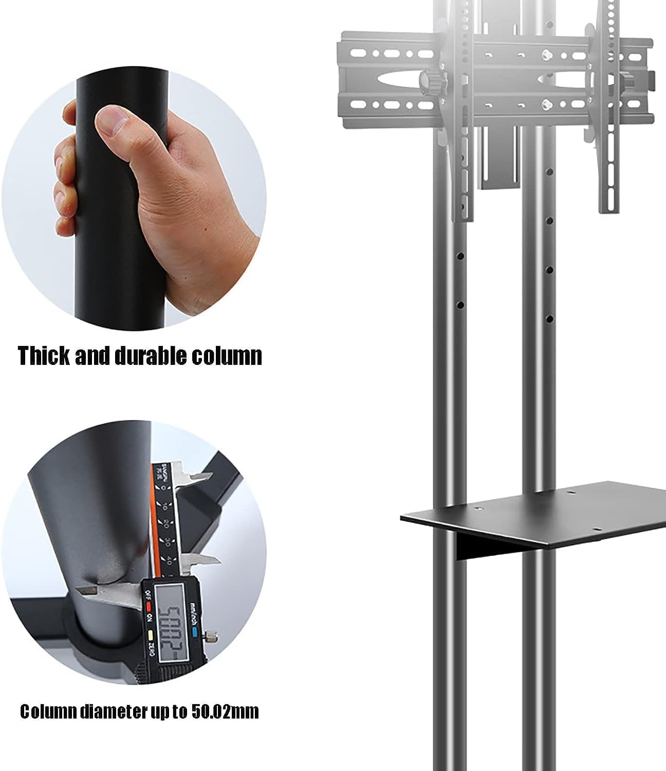 YCQYM Soporte rodante para TV, TV de pie Ajustable con Soporte Giratorio Grueso, Soporte para TV móvil para Pantallas de 3265 Pulgadas, Resistente para Sala de Estar y Oficina