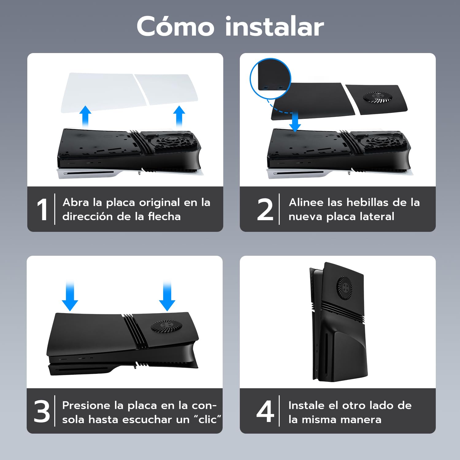 Mcbazel Placas Frontales para PS5 Pro, Cubiertas Ventiladas y Antiarañazos Compatibles con la Edición de Disco de PS5 Pro - Negro