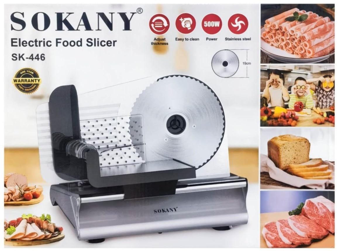 Sokany Stainless Steel Electric Food Slicer - 500W : Amazon.co.za