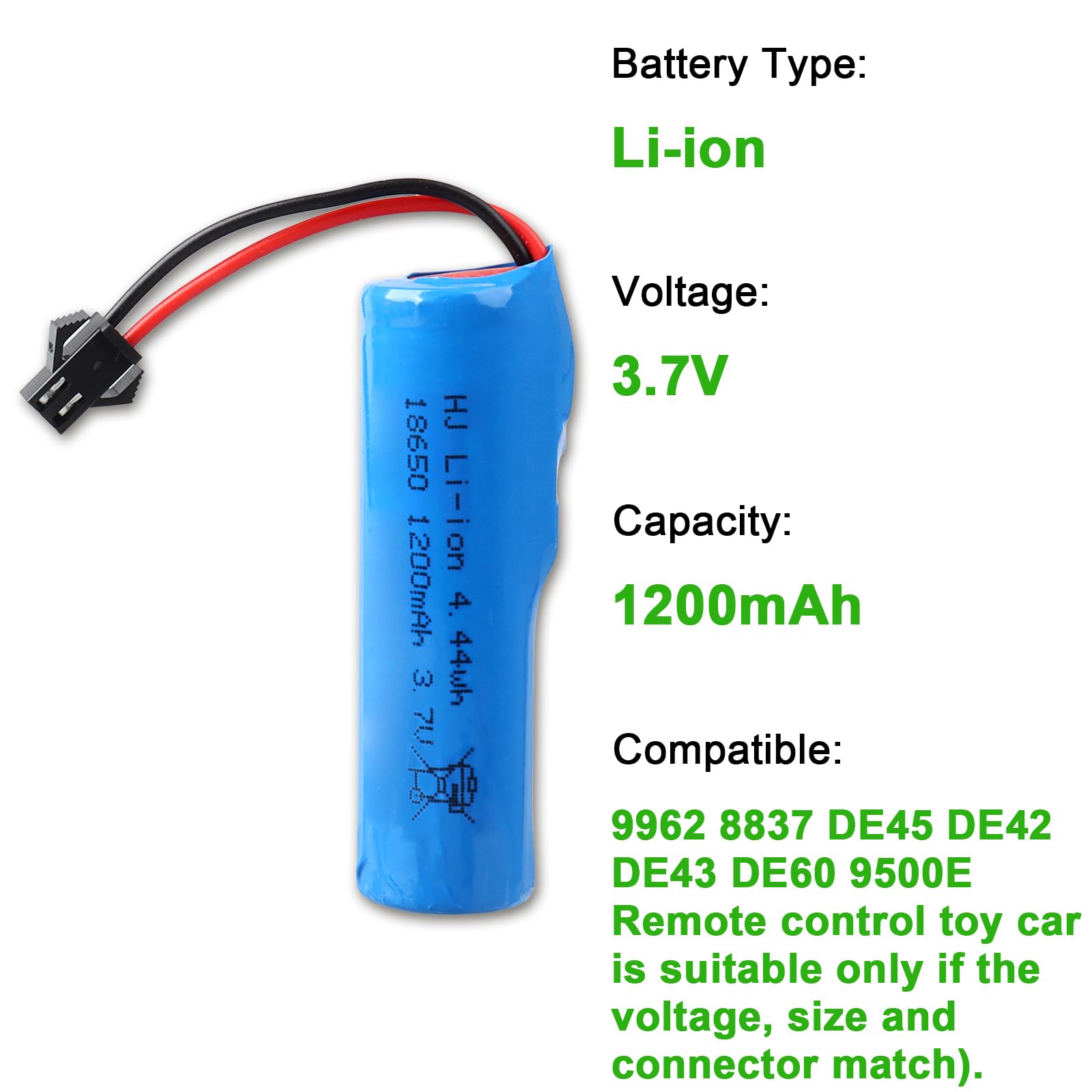 2 sztuki 3,7 V, 1200 mAh, akumulator litowo-jonowy, gniazdo SM-2P z kablem USB, kompatybilne z samochodami terenowymi RC, ciężarówkami, czołgami, robotami i pojazdami zdalnie sterowanymi 14500 i 18650
