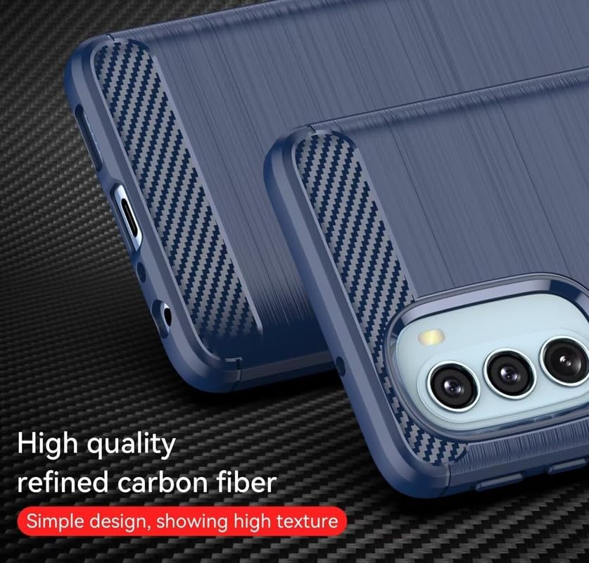 Image of NPRC Hybrid Ultra Slim Protective Case TPU Non-Slip Carbon Fiber Texture Shockproof Case Cover for Moto G51 - Blue