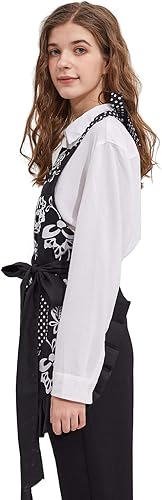 Miniatura 3 de Delantal para mujer Surblue, 100 % algodón orgánico, reutilizable, con dobladillo y dos bolsillos, tira extralarga