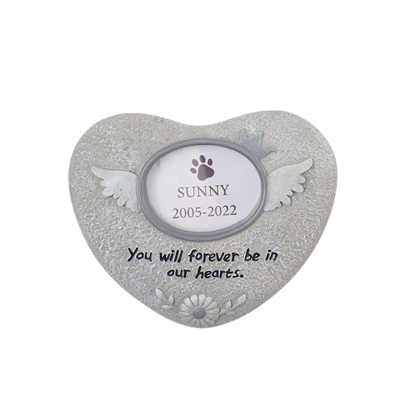 Teksome Lápidas para Mascotas, Piedras conmemorativas del la lápida del Animal doméstico la impresión la Pata del corazón, Garden Stones Grave Markers al Aire Libre con Nombre y Fechas