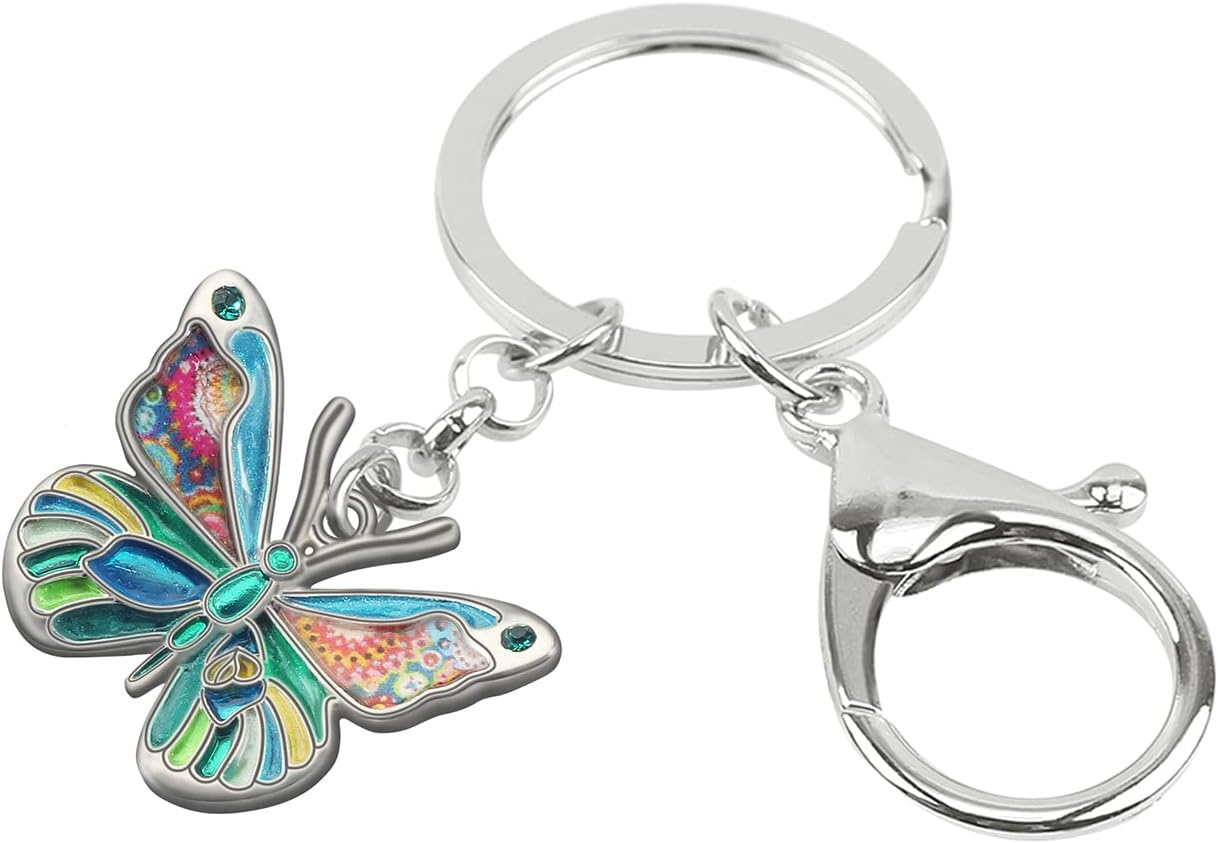 BONSNY Enamel Metal Adorable Butterfly Keychains For Women Car Keys Rings Purse Novelty Charms GIfts - Image 2