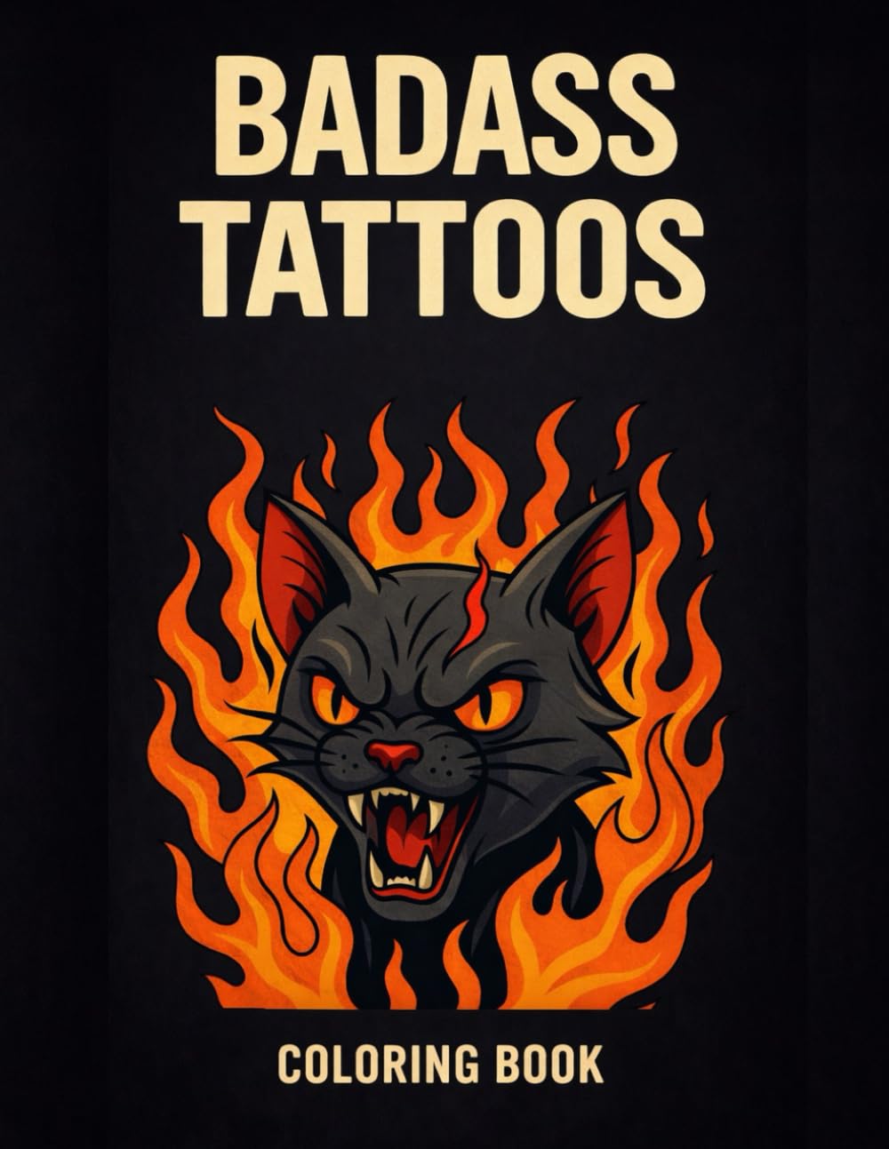 Stress Relief Badass Tattoos Coloring Book for Adults:: An Edgy Collection of Bold Traditional Designs, Including Skulls, Dragons, Animals, and Dark Fantasy Illustrations