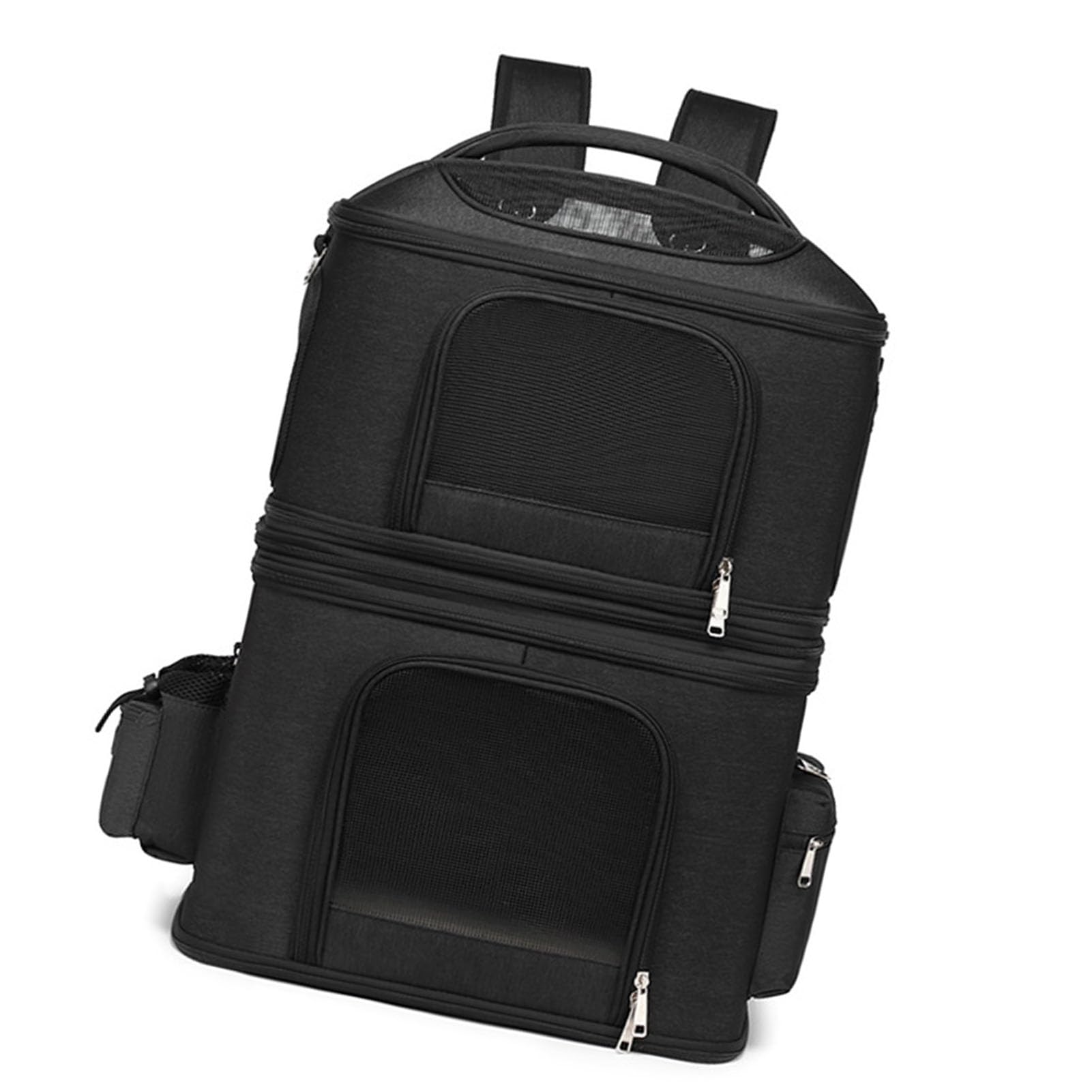 Zaino Trasportino Staccabile per 2 Gatti - Zaino da Viaggio Comodo e Traspirante per Gatti con Spalla Comoda - Trasportino Ideale per Gatti (BLACK)