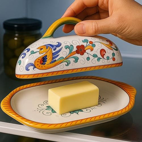 Miniatura 4 de Deruta Italy by GUTE  Mantequera Raffaellesco  Cerámica italiana hecha a mano y pintada a mano  Auténtica cerámica italiana hecha a mano en Deruta,