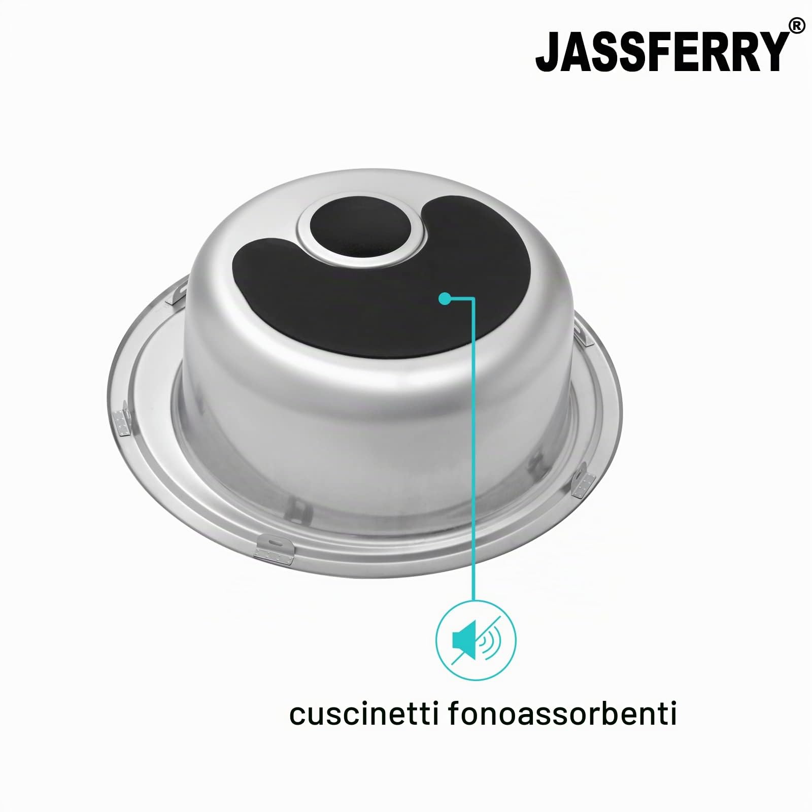 JASSFERRY 49 cm Lavello da Cucina Rotondo Lavandino in Acciaio Inox 1 Vasca