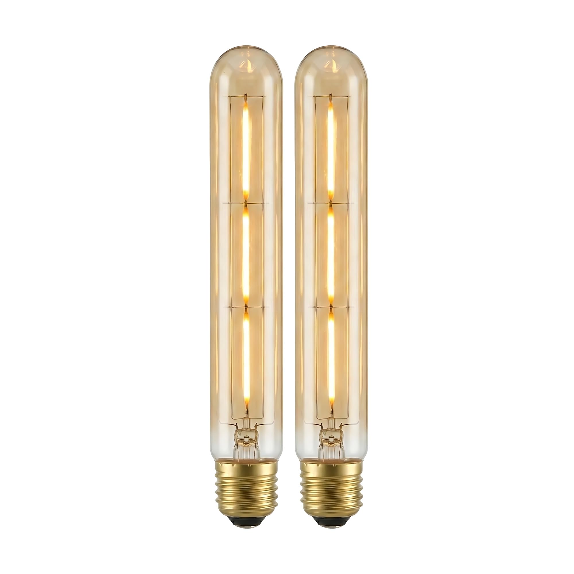 Pack 2 | LED Tubular E27 Light Bulb, T30/T185 3W (30W Equivalent) Dimmable Warm White 2700K LED Filament | 185mm Edison Screw | Energy Saving Vintage Style Long Cage Light Bulb for Home Decoration