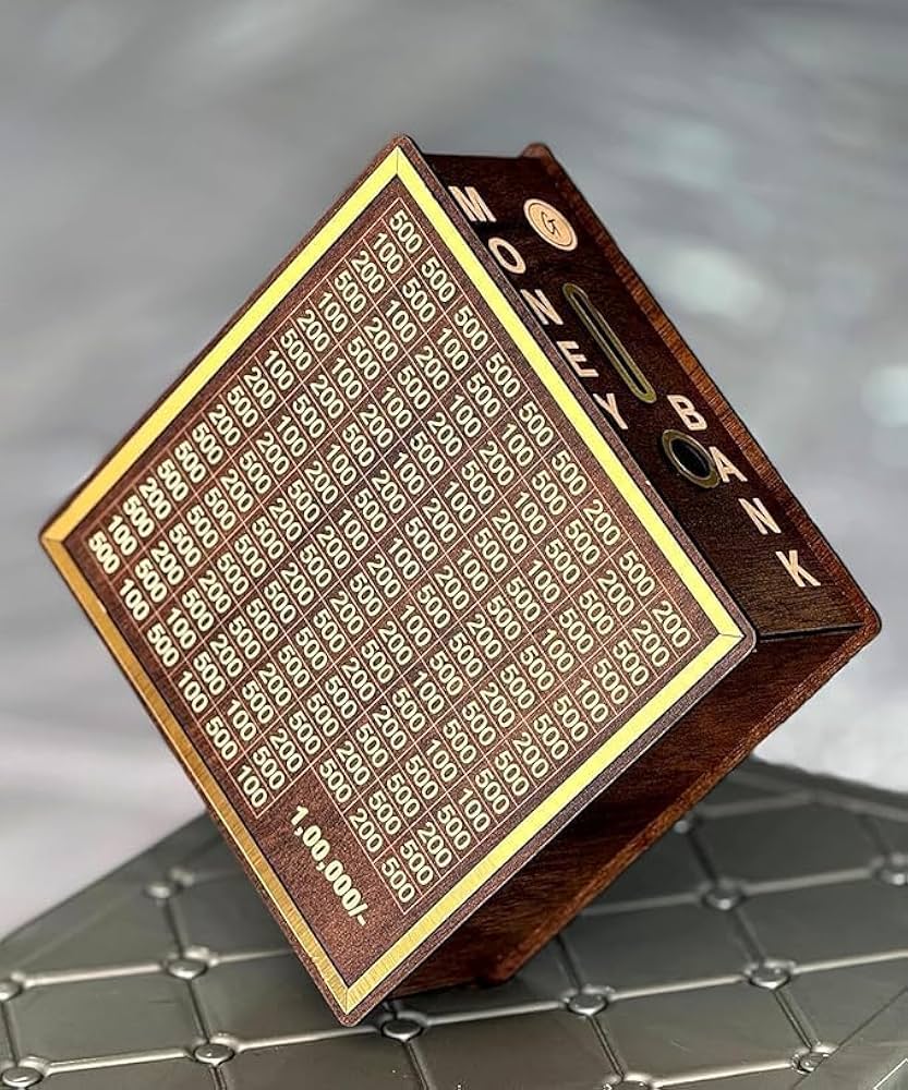 韓国 natural Life saving Scratch 18枚 1500円 MASHUR FAB-1 Lakh Savings Challenge Wooden Piggy Bank