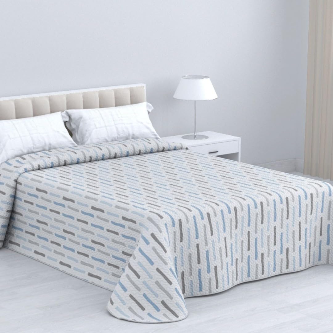 HM'S HOME'SECRET Colcha Bouti Estampada de 100% Microfibra Suave - Variedad de Diseños y Tamaños (Calisto Gris, Cama 90cm)