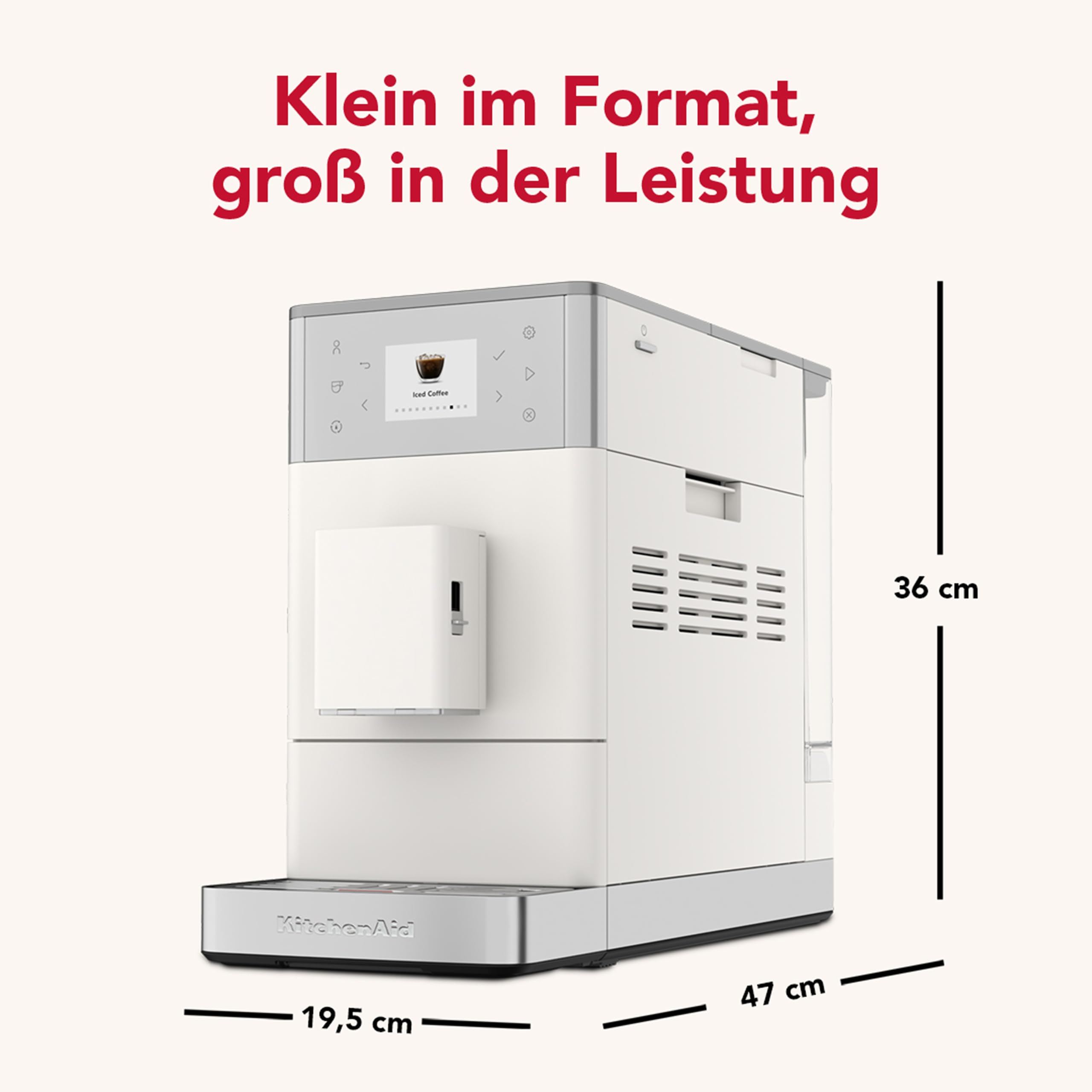 KitchenAid KF3 Kaffeevollautomat, AutoMilk-System, IntelliGrind-Mahlwerk, 15+ Rezepte, Iced Coffee, 6cm Farbdisplay, 15-18 Bar, Porzellanweiß | AutoMilk-System, IntelliGrind-Mahlwerk, 15+ Rezepte, Iced Coffee, 6cm Farbdisplay, 15-18 Bar