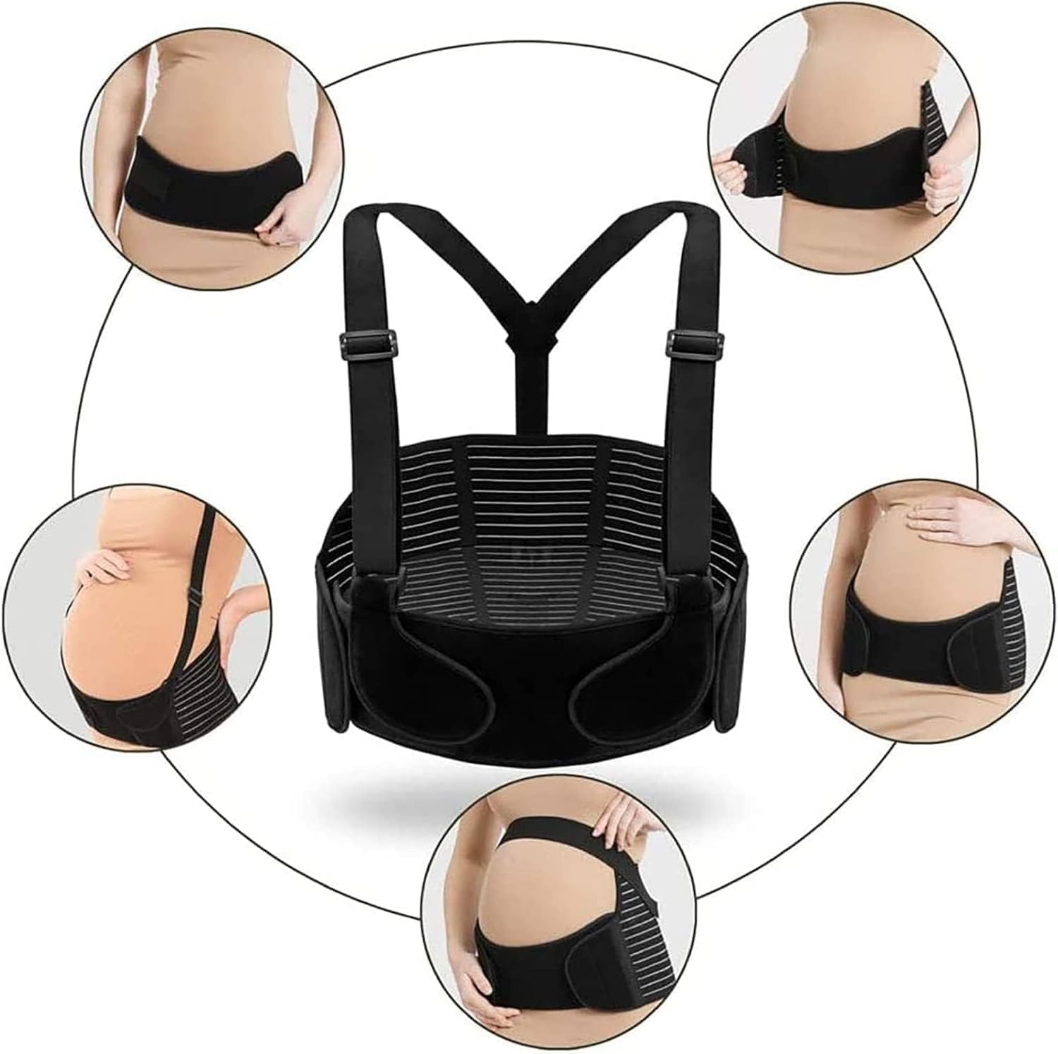 Maternity Pregnancy Support Belt with Shoulder Strap and Back Suport Breathable Comfortable, Maternity Belly Band, Relieve, Bump Support Band, Fully Adjustable Throughout Pregnancy(XXL)