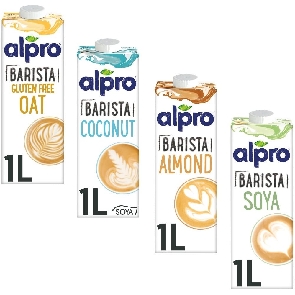 8 x 1L Assorted Vegan Plant-Based Long Life Milk Drink | 2 each of Oat, Almond, Coconut, Soya | Barista Professional