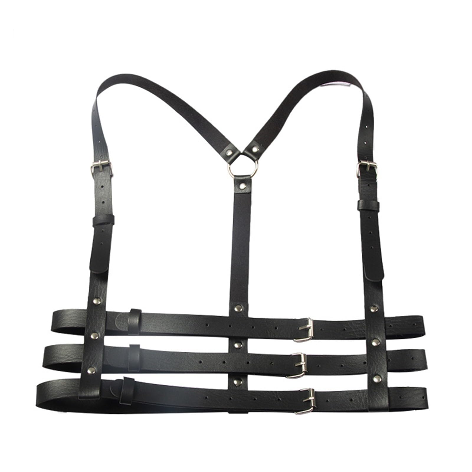 GORGECFAFT Cintura Da Donna In Pelle Punk Cintura Pettorina Pettorale In Pelle Nera Punk per Donna Cintura In Pelle PU Nera Cinture Regolabili con Cerchio Gotico per Abiti Da Festa Accessori
