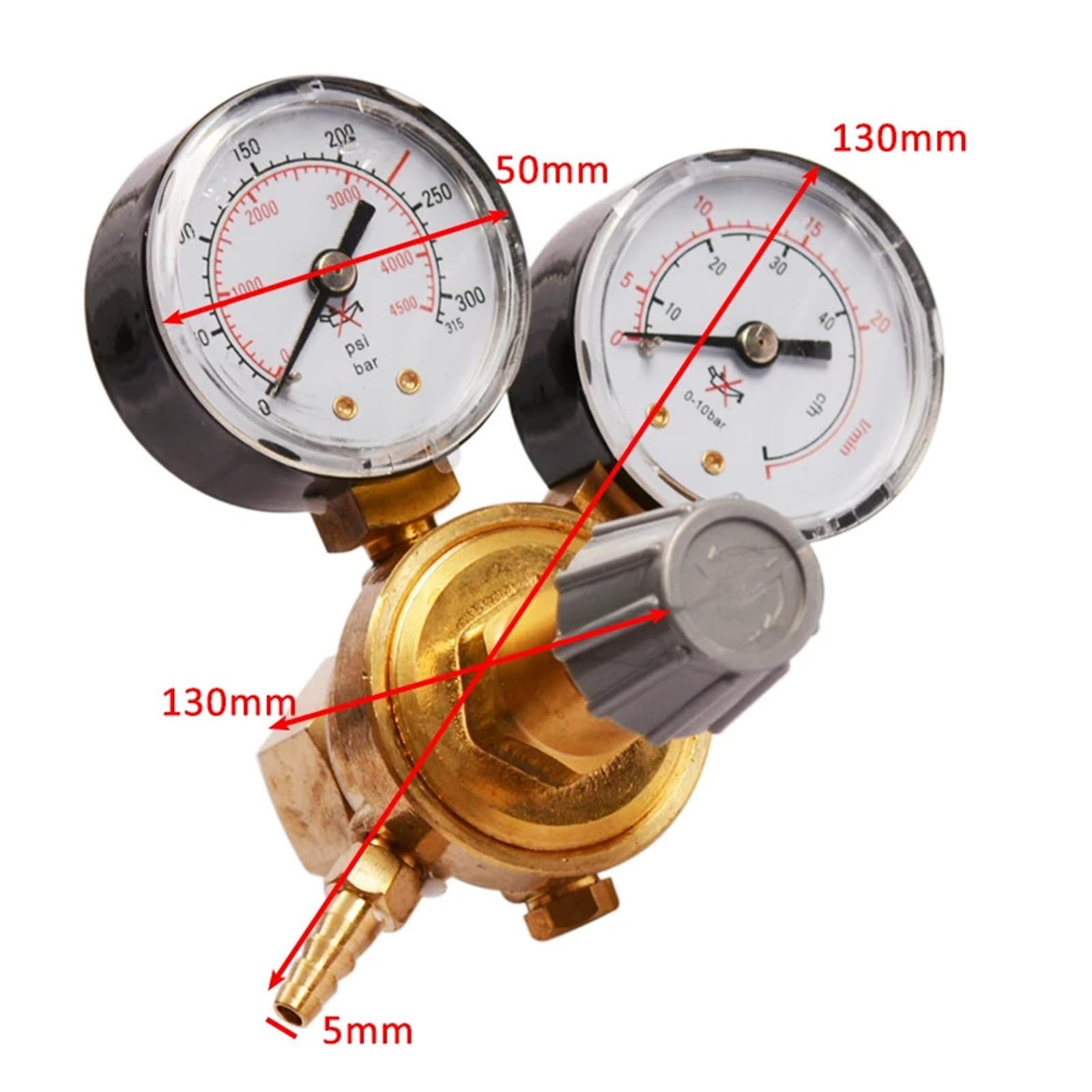 Argon Pressure Reducing Gauge Argon CO2 Gauges Pressure Reducer Mig Flow Meter Control Valve Dual Gauge Welding Regulator | Air Pressure Regulator