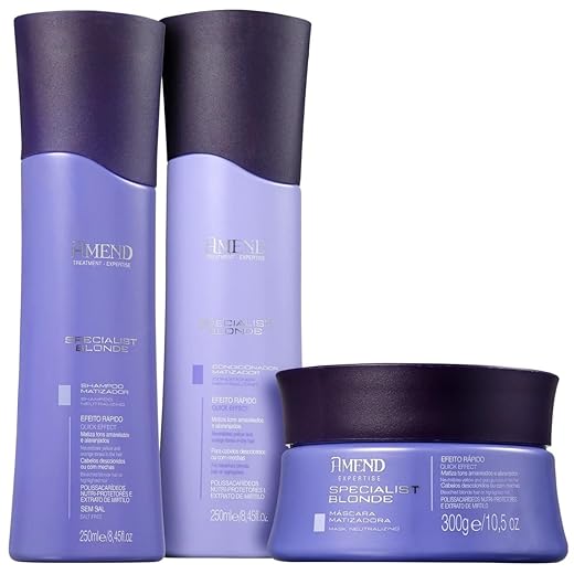 Kit Amend Shampoo + Condicionador + Máscara Capilar Amend Specialist Blonde Matizador - Cabelos Loiros, Descoloridos Ou com Mechas