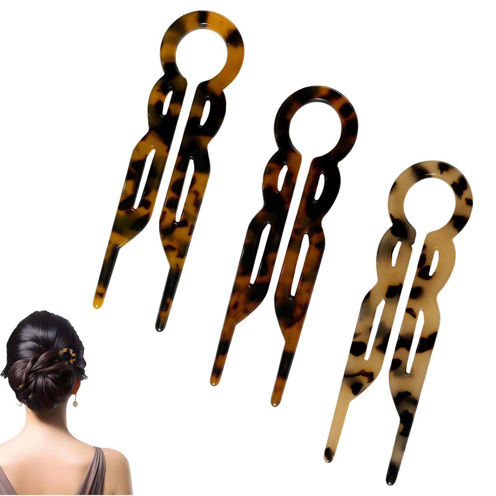 3pcs French Hair Pin,U Shaped Hair Pins,Hair Pins for Women,Not Easy to Bend and Fade,for Daily Wear,Weddings,Parties,Dances,Concerts or as Gifts(Dark Color + Light Color + Red Leopard Print)