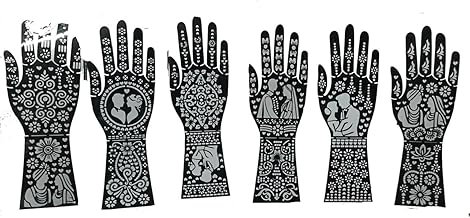 Mehndi Stencil Stickers for Hands (Pack of 4 Pairs) | Dulha Dulhan Henna Mehandi Tattoo Stencils | Easy Heena Stickers for Girls & Women | Wedding, Festivals & Functions