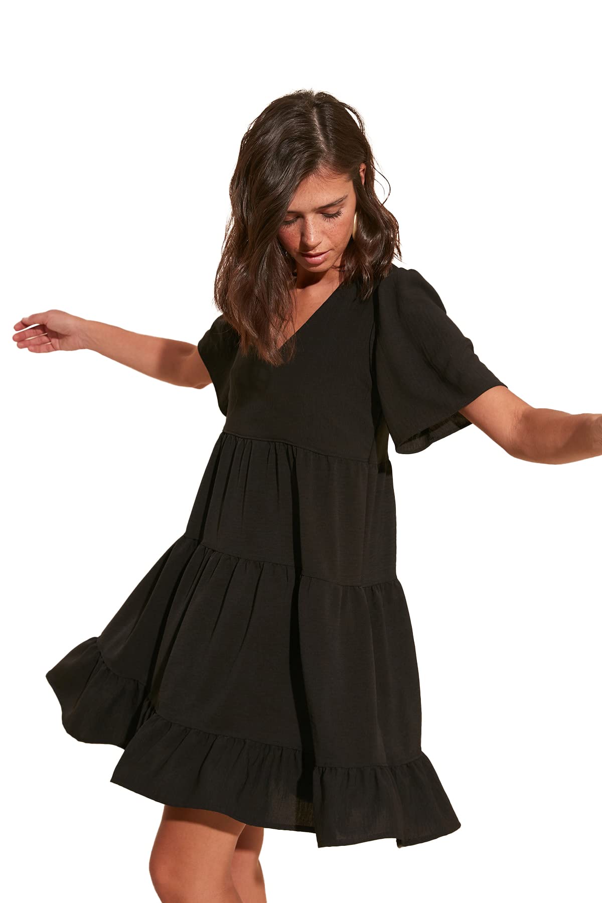 Trendyol Women Mini A-line Regular fit Woven Dress Schwarz