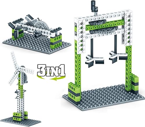 Miniatura 3 de Ulanlan STEM - Kit de construcción de engranajes de mecánica, kit de construcción educativa de ciencias de ingeniería, juego de construcción de