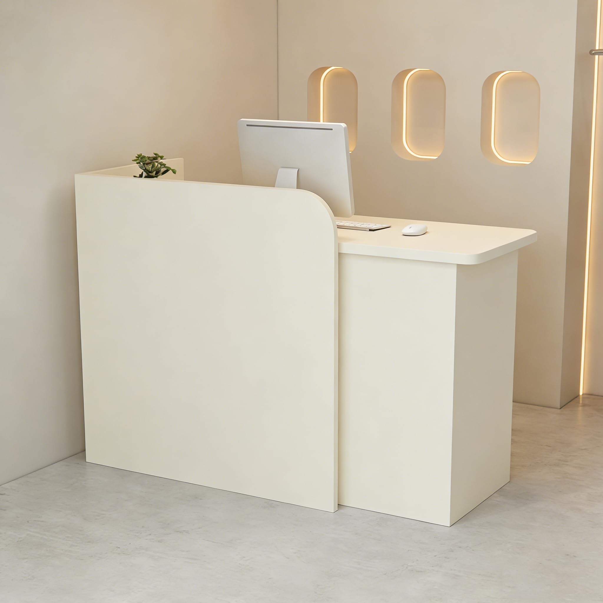 Mostrador De Recepción De Madera, Banco De Recepción Moderno Con Cajones Y Estante Abierto, Con Tira De Luces Led, Mostrador De Recepción Aptos Para Oficinas, Salones, Ideal Para Tiendas Recepciones