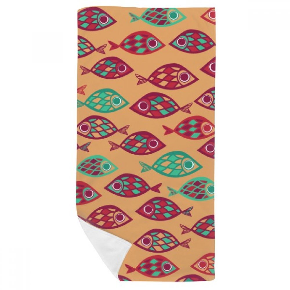 Serviette de bain poissons multicolore 35x70cm douce pour le visage