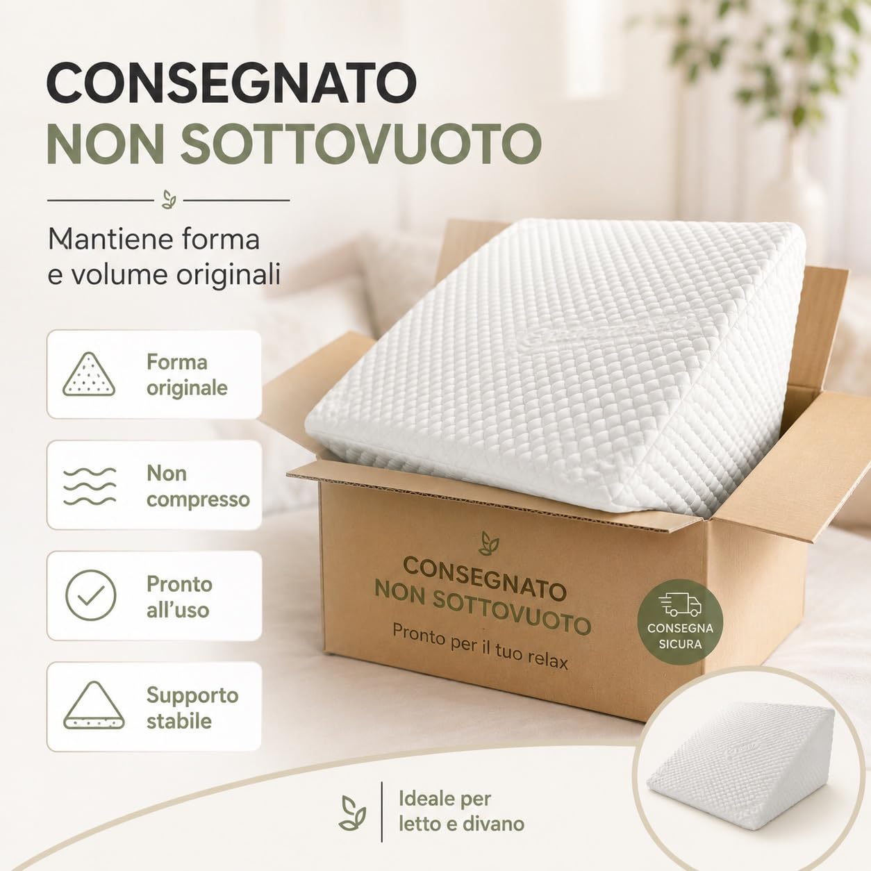 tex family Cojín Triangular de cuña para piernas y Embarazo con Reflejo gastrrico para Cama y sofá, Soporte Lumbar y Espalda