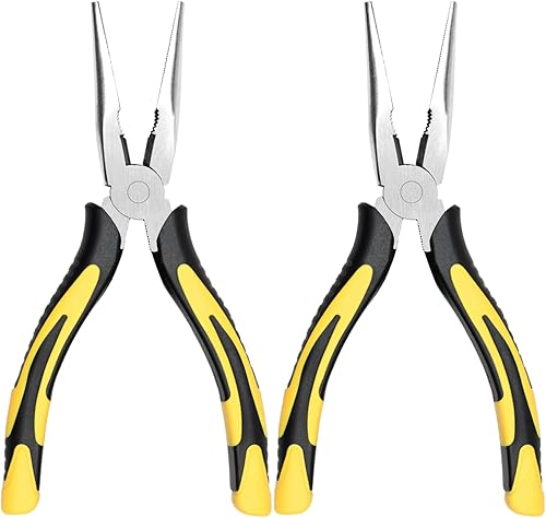 Miniatura 13 de Alicates de Punta Larga Premium de 6'' y 8'', Precisión de Sujeción de Papel, Acero de Alto Carbono, Agarre Suave con Cortador de Alambre, Alicates